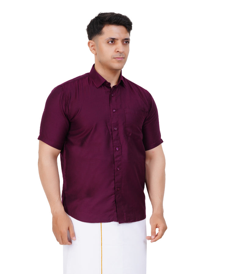 Fashily Men's Traditional Dobby Half Sleeve Shirt for Men Men Shirt | Ethnic Dobby Half Hand Shirts for Men