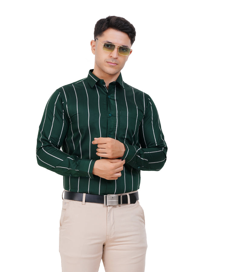 Fashily Men's Formal Shirt | Regular Fit Stripe Shirt for Men | Stripe Full Sleeve Office Wear Shirt for Men's