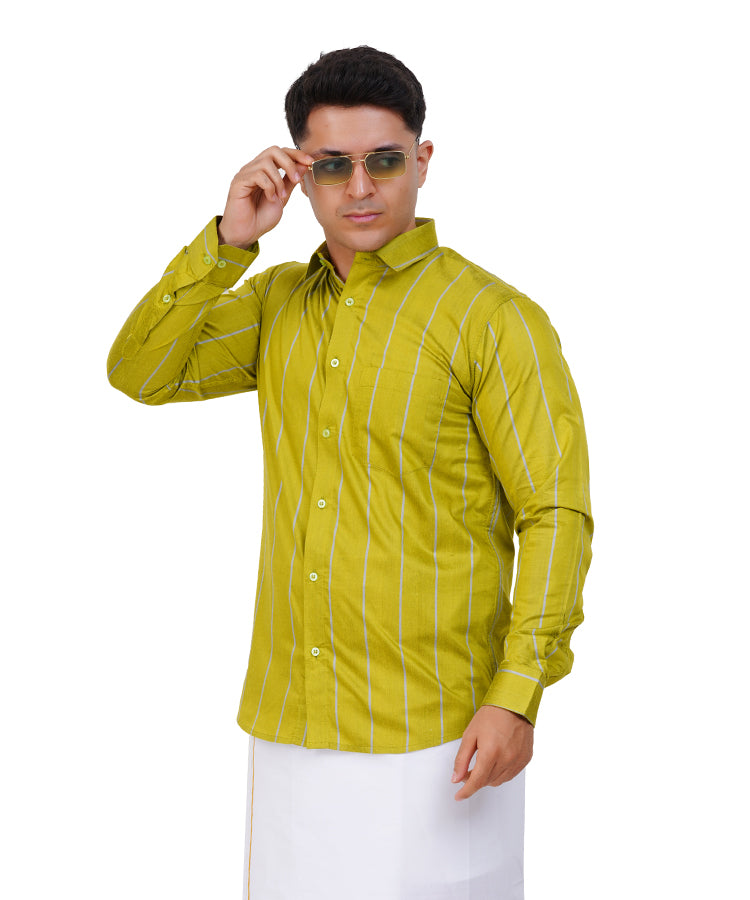 Fashily Men's Traditional Stripe Full Sleeve Shirt for Men Shirt | Ethnic Stripe Full Hand Shirts for Men
