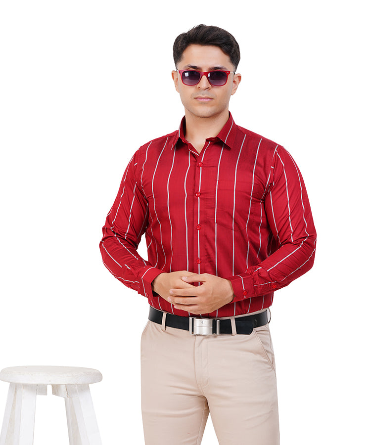 Fashily Men's Formal Shirt | Regular Fit Stripe Shirt for Men | Stripe Full Sleeve Office Wear Shirt for Men's