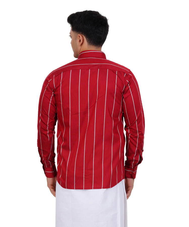 Fashily Men's Traditional Stripe Full Sleeve Shirt for Men Shirt | Ethnic Stripe Full Hand Shirts for Men