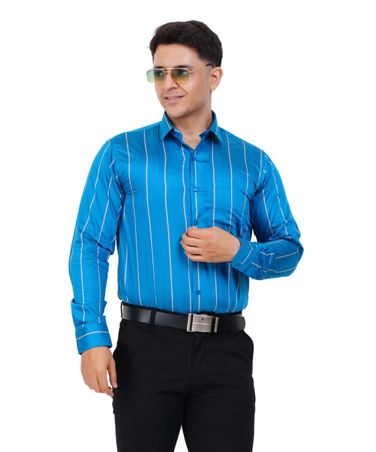 Fashily Men's Formal Shirt | Regular Fit Stripe Shirt for Men | Stripe Full Sleeve Office Wear Shirt for Men's