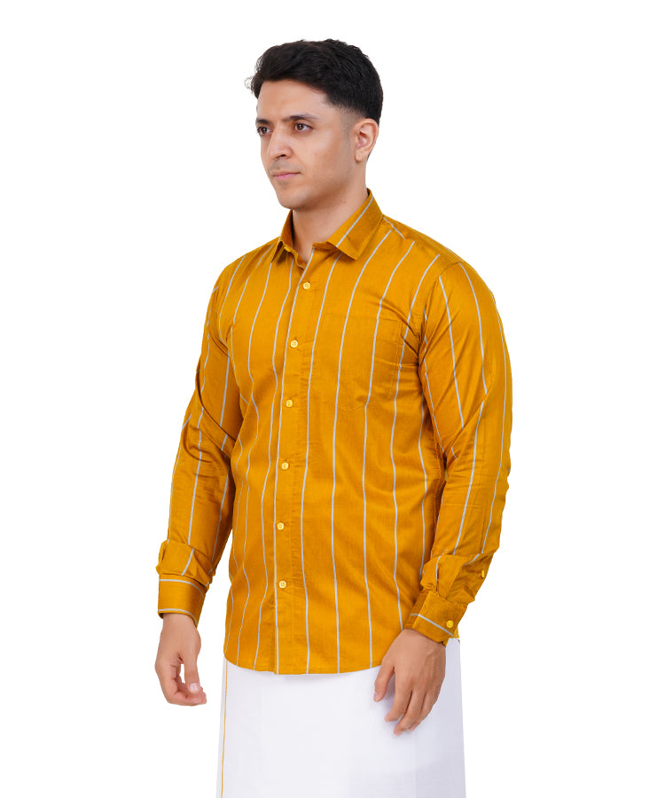 Fashily Men's Traditional Stripe Full Sleeve Shirt for Men Shirt | Ethnic Stripe Full Hand Shirts for Men