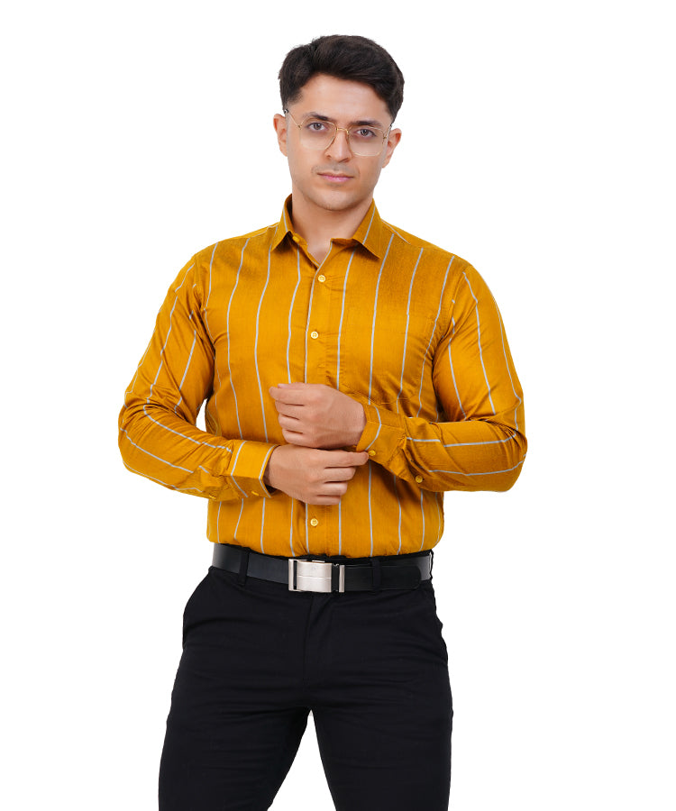 Fashily Men's Formal Shirt | Regular Fit Stripe Shirt for Men | Stripe Full Sleeve Office Wear Shirt for Men's