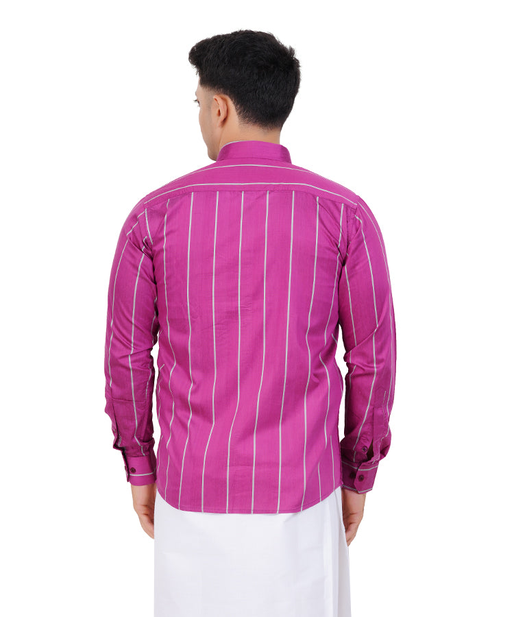 Fashily Men's Traditional Stripe Full Sleeve Shirt for Men Shirt | Ethnic Stripe Full Hand Shirts for Men