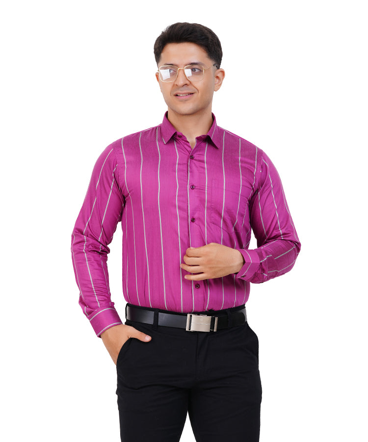 Fashily Men's Formal Shirt | Regular Fit Stripe Shirt for Men | Stripe Full Sleeve Office Wear Shirt for Men's