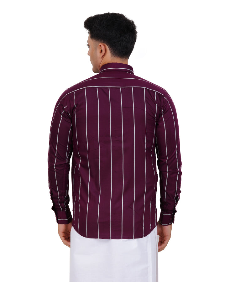 Fashily Men's Traditional Stripe Full Sleeve Shirt for Men Shirt | Ethnic Stripe Full Hand Shirts for Men