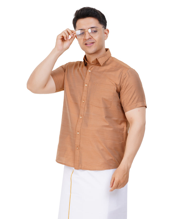 Fashily Men's Traditional Half Sleeve Shirt for Men | Ethnic Half Hand Shirts for Men Regular Fit Shirt