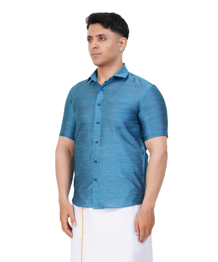 Fashily Men's Traditional Linen Blend Half Sleeve Shirt for Men Shirt | Ethnic Linen Blend Half Hand Shirts for Men