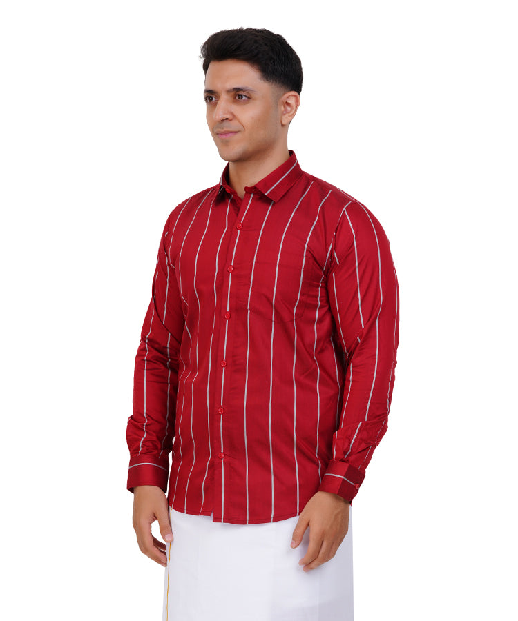 Fashily Men's Traditional Stripe Full Sleeve Shirt for Men Shirt | Ethnic Stripe Full Hand Shirts for Men