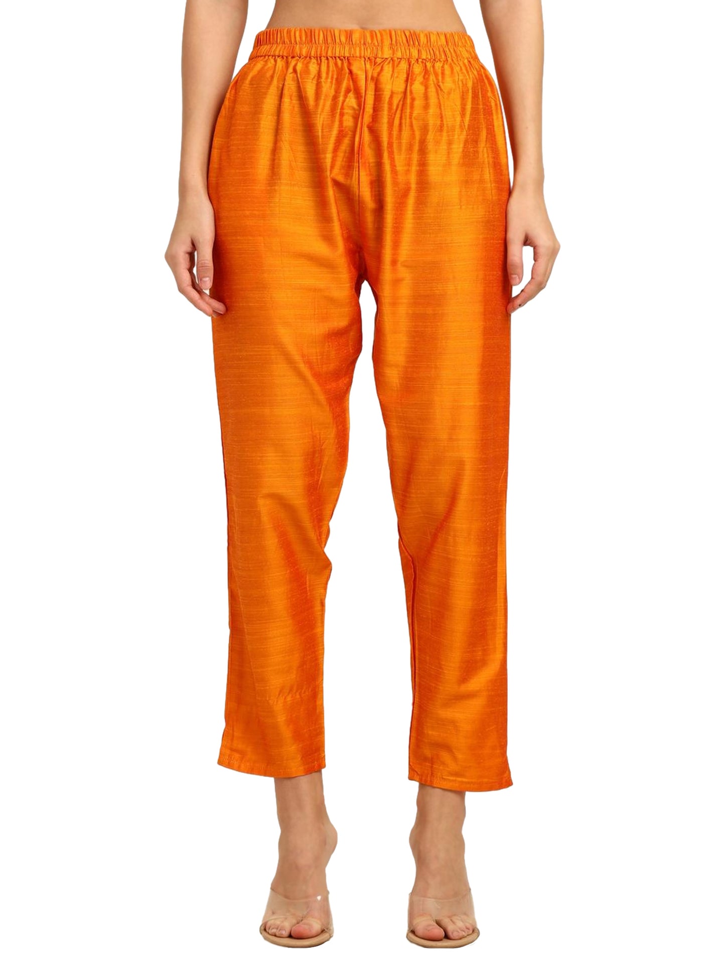 Fashily Women's V-Neck Semi Raw Silk Straight Kurti with Pant Set | Plain Silk Blend Coord set for Women | 3/4 Sleeve Kurti with Lining Attached