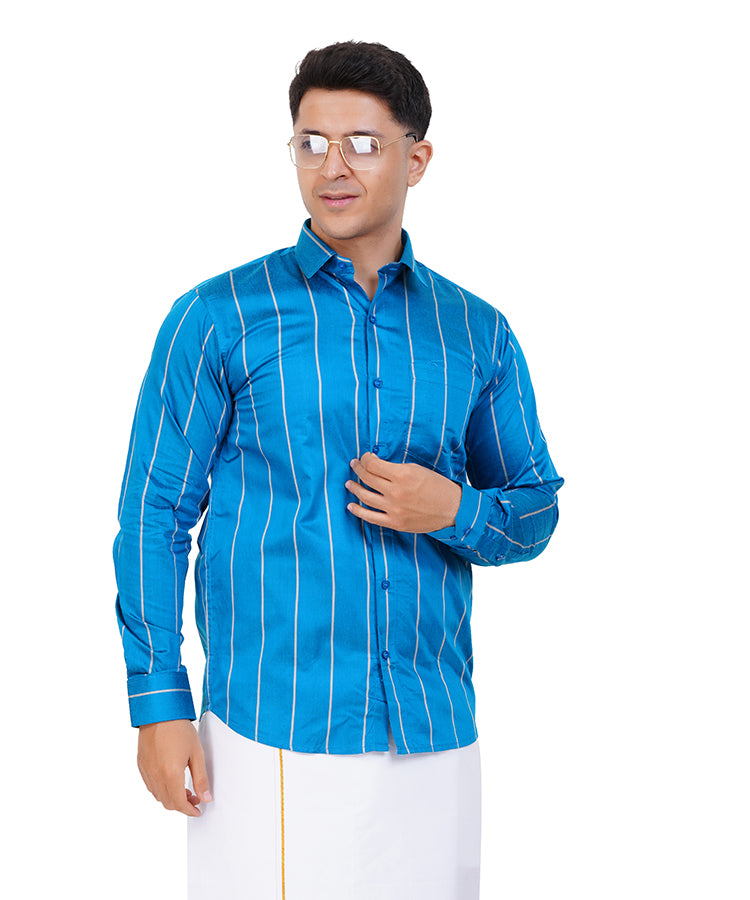 Fashily Men's Traditional Stripe Full Sleeve Shirt for Men Shirt | Ethnic Stripe Full Hand Shirts for Men