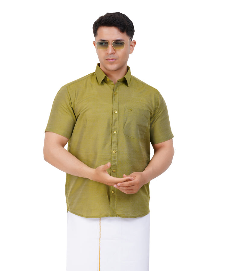 Fashily Men's Traditional Half Sleeve Shirt for Men | Ethnic Half Hand Shirts for Men Regular Fit Shirt