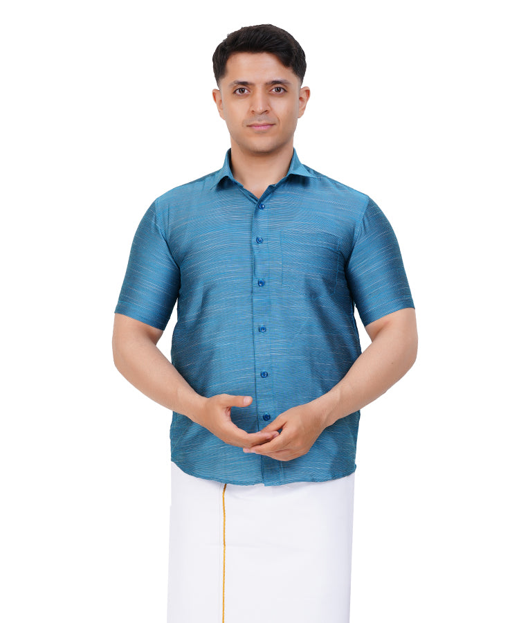 Fashily Men's Traditional Linen Blend Half Sleeve Shirt for Men Shirt | Ethnic Linen Blend Half Hand Shirts for Men