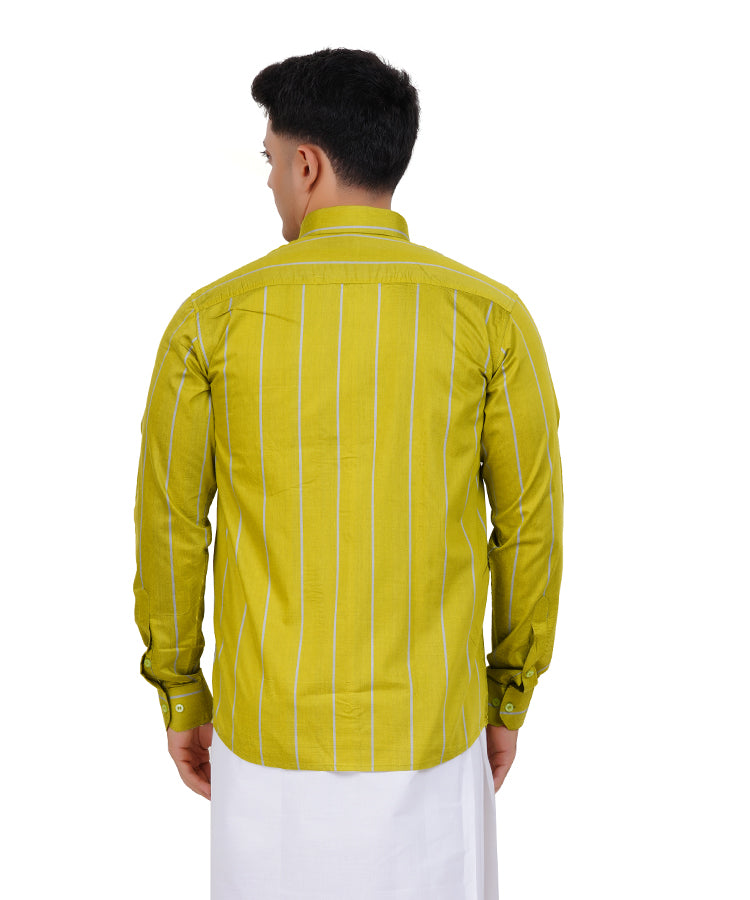 Fashily Men's Traditional Stripe Full Sleeve Shirt for Men Shirt | Ethnic Stripe Full Hand Shirts for Men