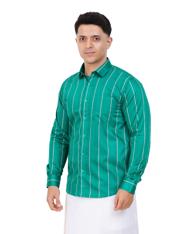Fashily Men's Traditional Stripe Full Sleeve Shirt for Men Shirt | Ethnic Stripe Full Hand Shirts for Men