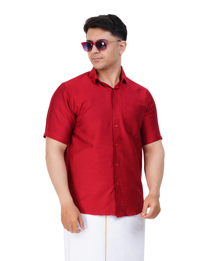 Fashily Men's Traditional Dobby Half Sleeve Shirt for Men Men Shirt | Ethnic Dobby Half Hand Shirts for Men