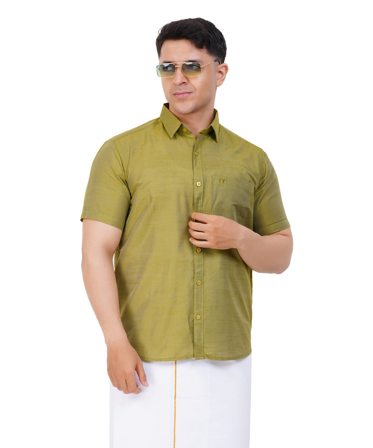 Fashily Men's Traditional Half Sleeve Shirt for Men | Ethnic Half Hand Shirts for Men Regular Fit Shirt