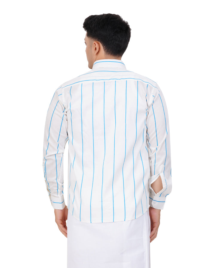 Fashily Men's Traditional Stripe Full Sleeve Shirt for Men Shirt | Ethnic Stripe Full Hand Shirts for Men