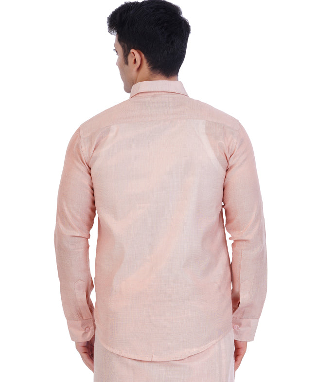 Fashily Men's Soft Tissue Ethnic Regular Fit Shirt - Copper Full Sleeve