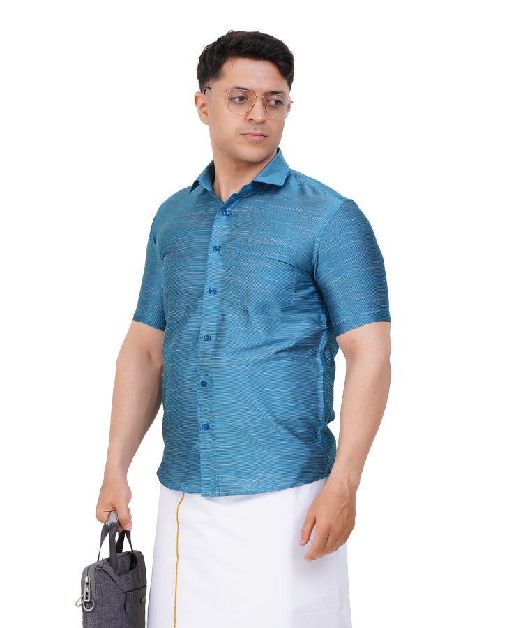 Fashily Men's Traditional Linen Blend Half Sleeve Shirt for Men Shirt | Ethnic Linen Blend Half Hand Shirts for Men