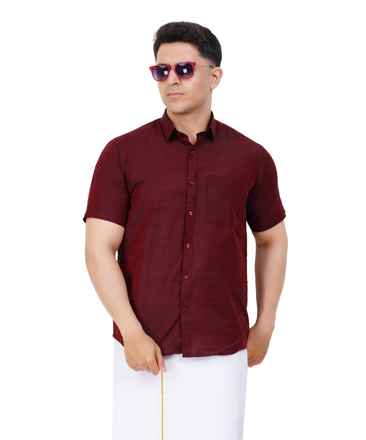 Fashily Men's Traditional Half Sleeve Shirt for Men | Ethnic Half Hand Shirts for Men Regular Fit Shirt