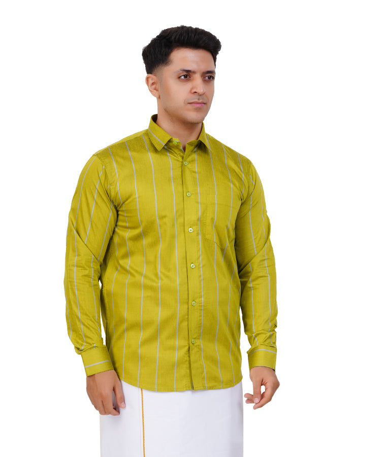 Fashily Men's Traditional Stripe Full Sleeve Shirt for Men Shirt | Ethnic Stripe Full Hand Shirts for Men