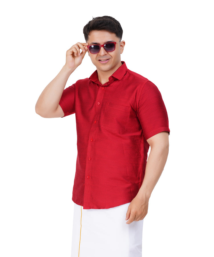 Fashily Men's Traditional Dobby Half Sleeve Shirt for Men Men Shirt | Ethnic Dobby Half Hand Shirts for Men