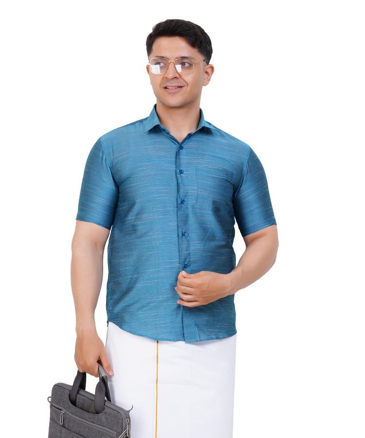 Fashily Men's Traditional Linen Blend Half Sleeve Shirt for Men Shirt | Ethnic Linen Blend Half Hand Shirts for Men