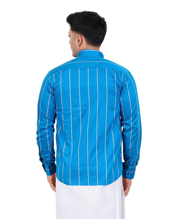 Fashily Men's Traditional Stripe Full Sleeve Shirt for Men Shirt | Ethnic Stripe Full Hand Shirts for Men