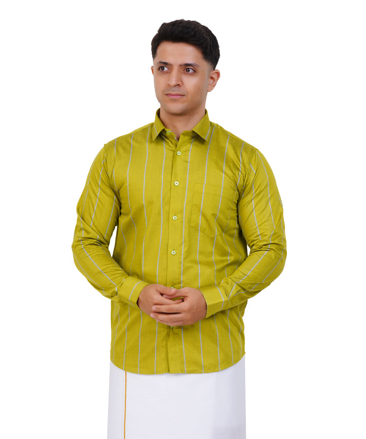 Fashily Men's Traditional Stripe Full Sleeve Shirt for Men Shirt | Ethnic Stripe Full Hand Shirts for Men