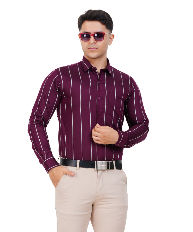 Fashily Men's Formal Shirt | Regular Fit Stripe Shirt for Men | Stripe Full Sleeve Office Wear Shirt for Men's