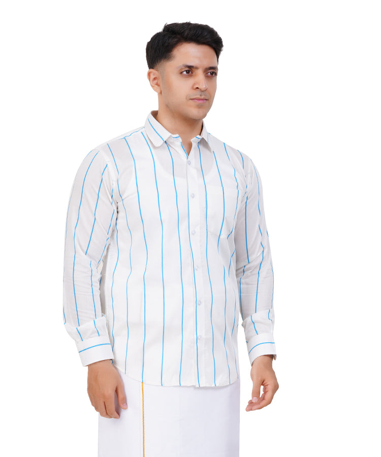 Fashily Men's Traditional Stripe Full Sleeve Shirt for Men Shirt | Ethnic Stripe Full Hand Shirts for Men