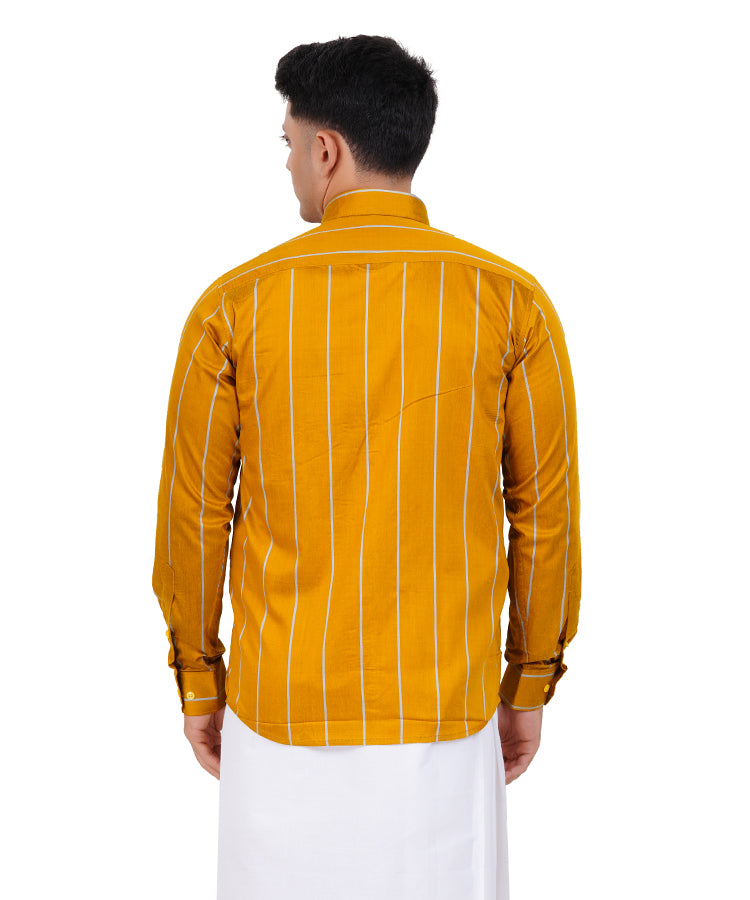 Fashily Men's Traditional Stripe Full Sleeve Shirt for Men Shirt | Ethnic Stripe Full Hand Shirts for Men