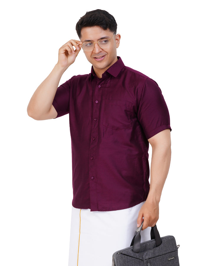 Fashily Men's Traditional Dobby Half Sleeve Shirt for Men Men Shirt | Ethnic Dobby Half Hand Shirts for Men