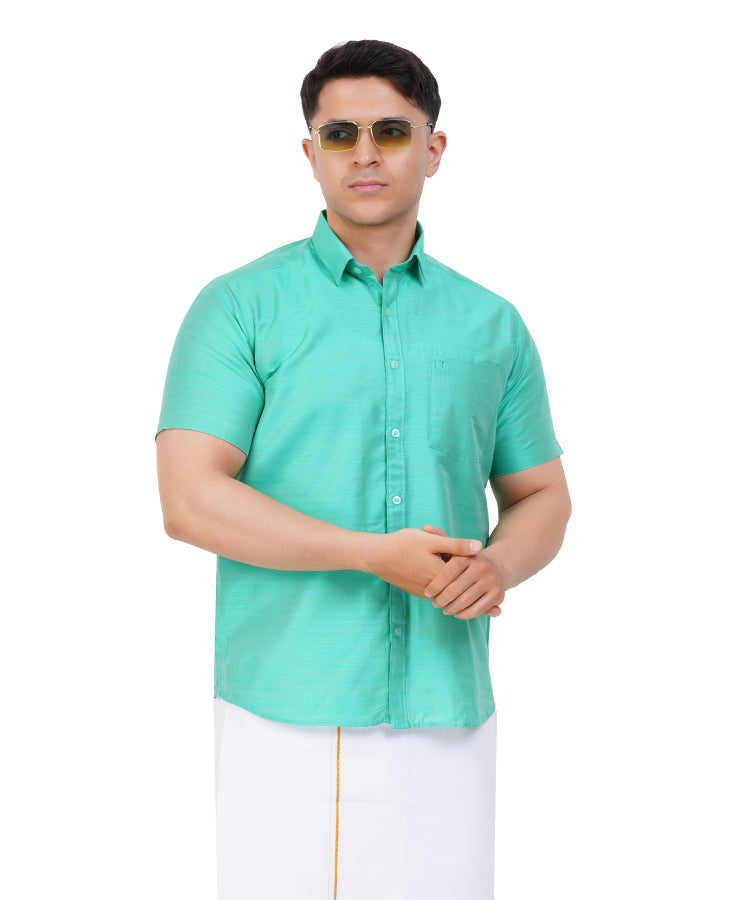 Fashily Men's Traditional Half Sleeve Shirt for Men | Ethnic Half Hand Shirts for Men Regular Fit Shirt