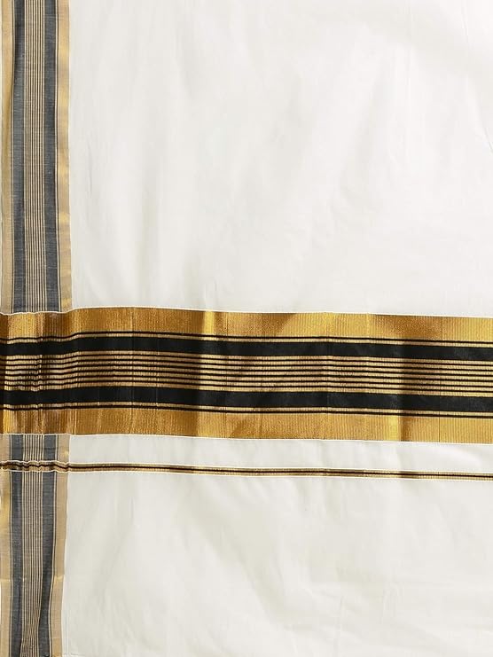 Women's Kerala Cotton Saree Colour Border - Black