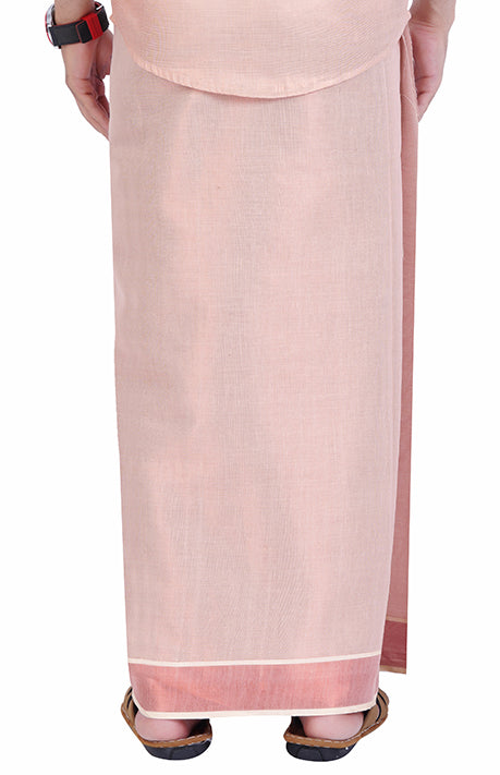 Fashily Tissue Dhoti For Men | Indian Traditional Tissue Silk Cotton Dhoti | Double Dhoti 4 metres for men - Copper Tissue Dhoti