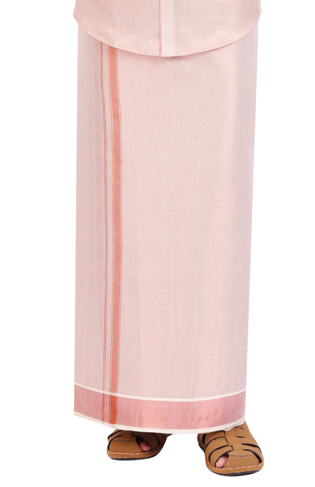 Fashily Tissue Dhoti For Men | Indian Traditional Tissue Silk Cotton Dhoti | Double Dhoti 4 metres for men - Copper Tissue Dhoti