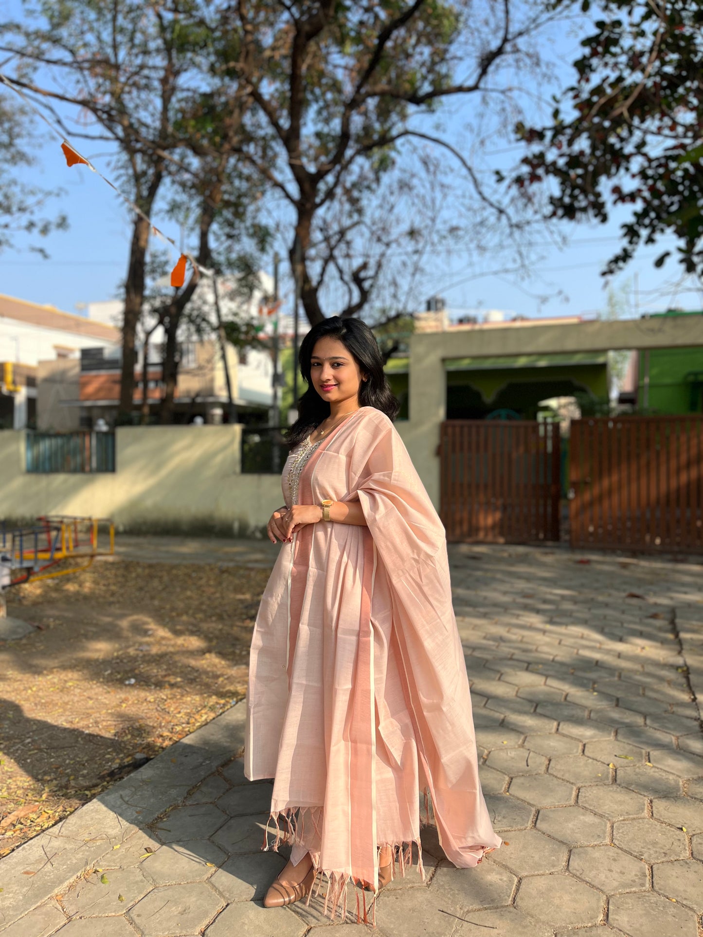 Fashily Tissue Hand Work Kurti Pant and Dupatta Set