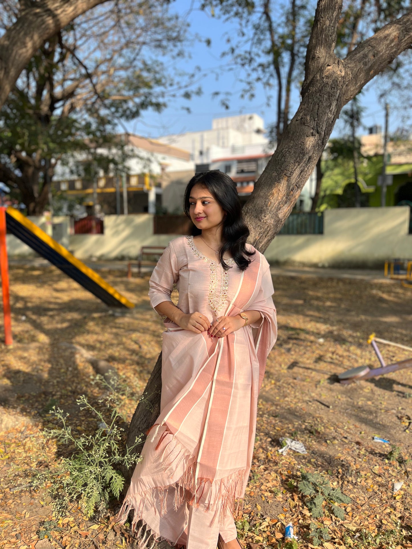 Fashily Tissue Hand Work Kurti Pant and Dupatta Set