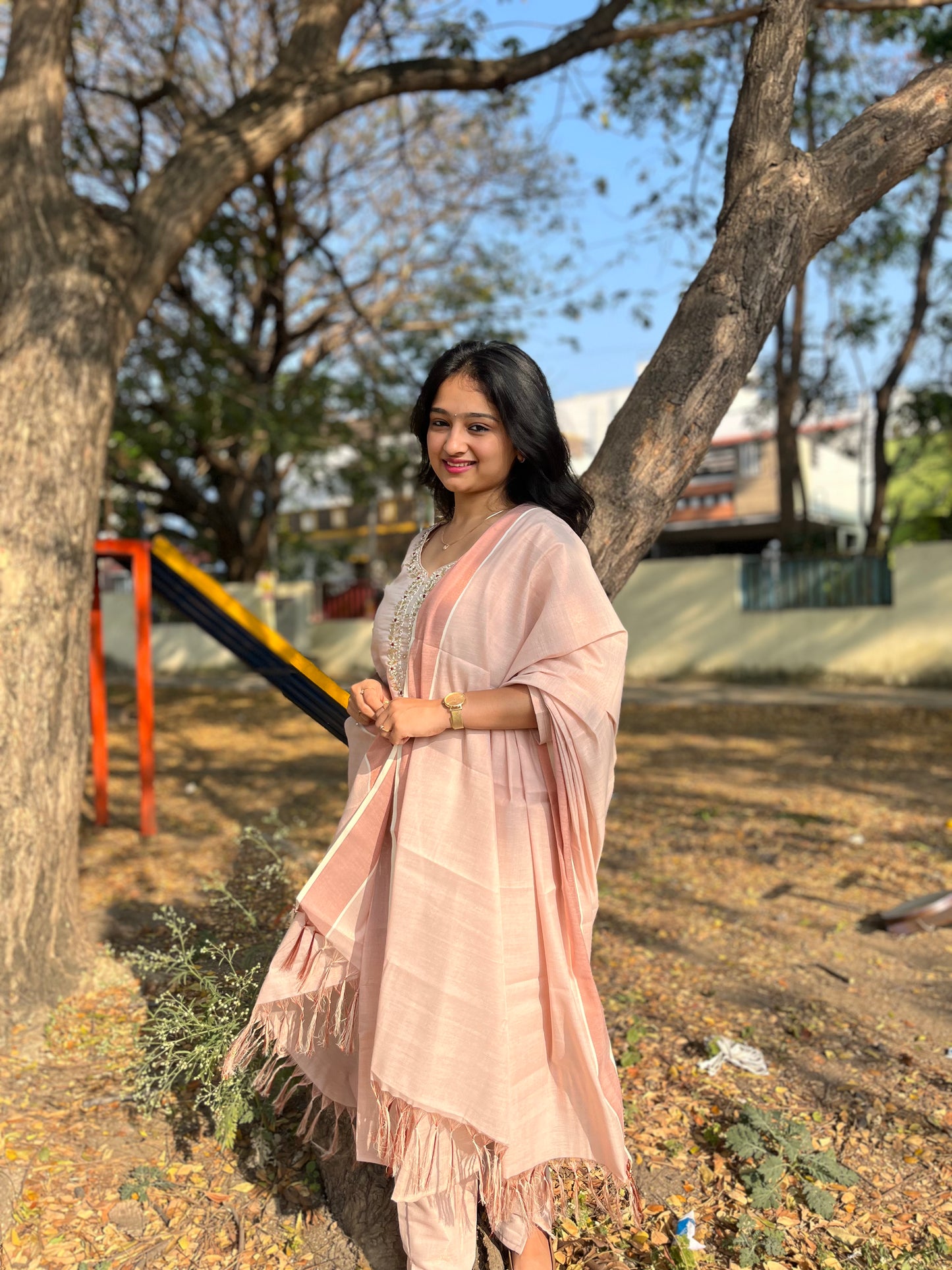 Fashily Tissue Hand Work Kurti Pant and Dupatta Set