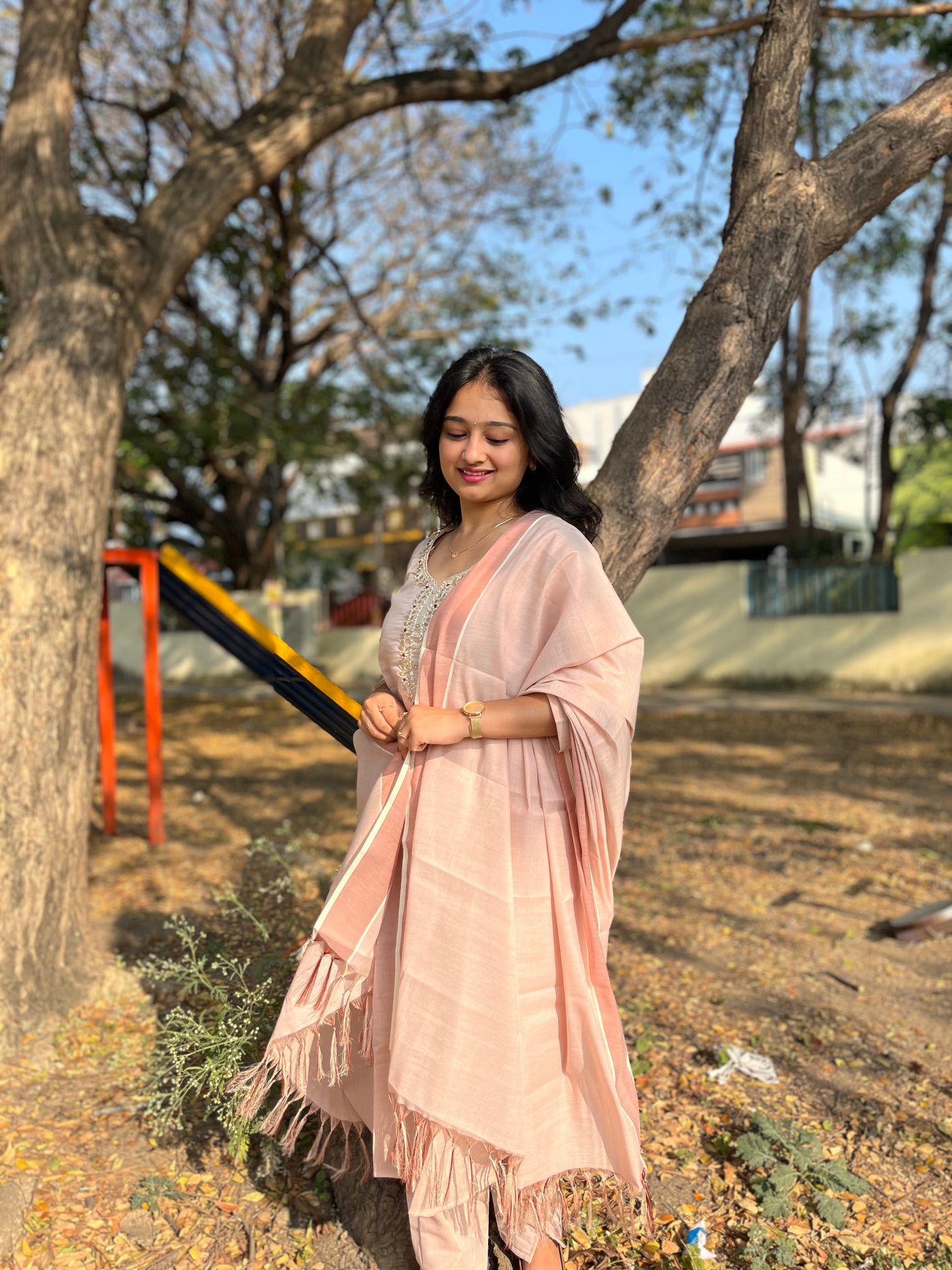Fashily Tissue Hand Work Kurti Pant and Dupatta Set