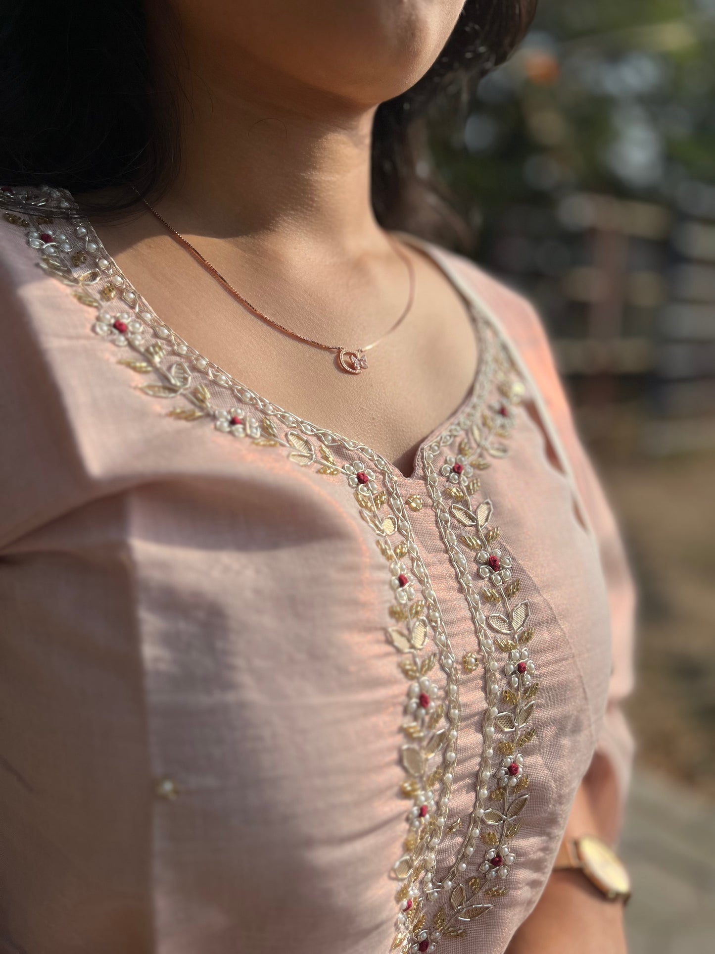 Fashily Tissue Hand Work Kurti Pant and Dupatta Set