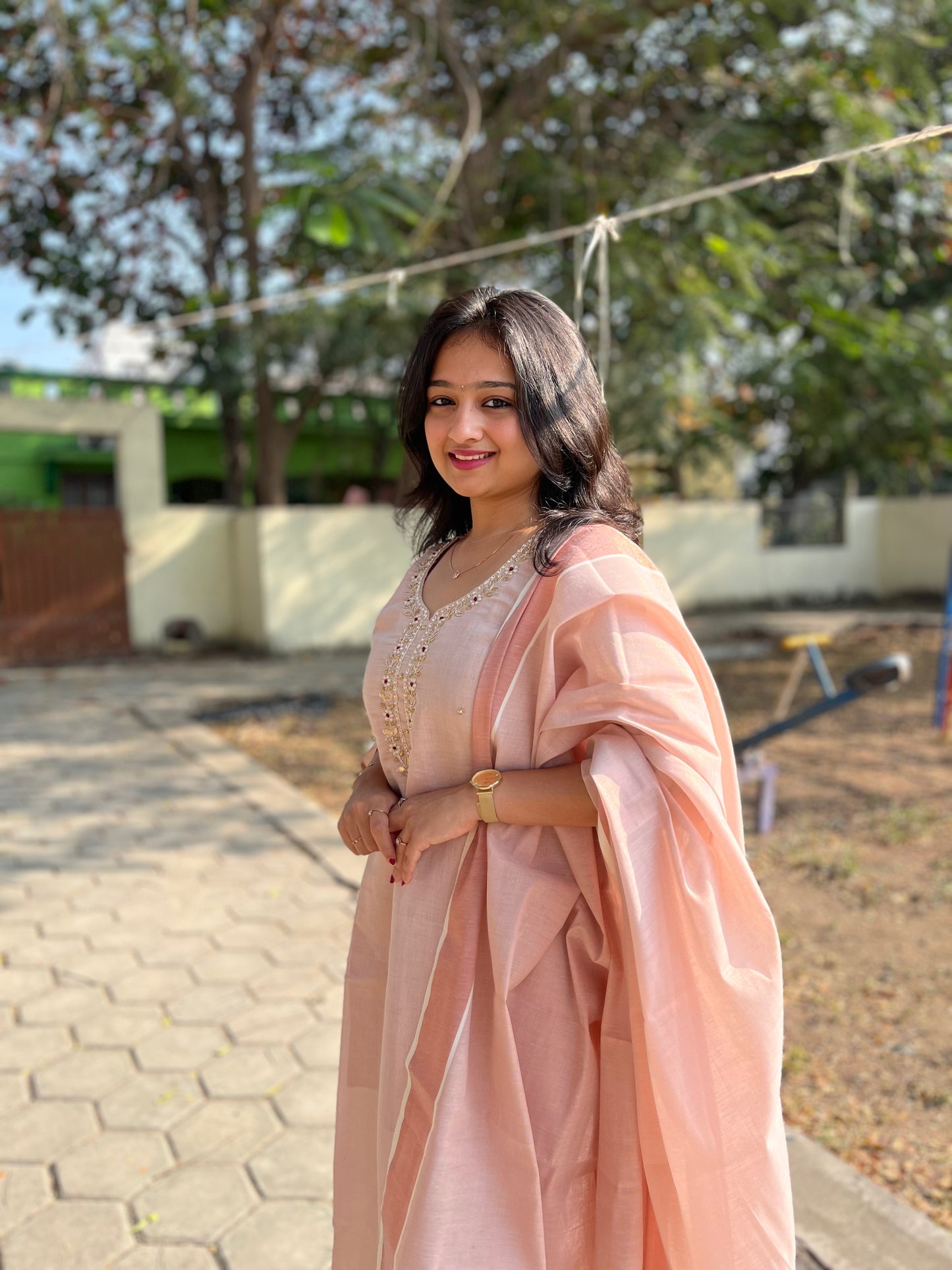 Fashily Tissue Hand Work Kurti Pant and Dupatta Set