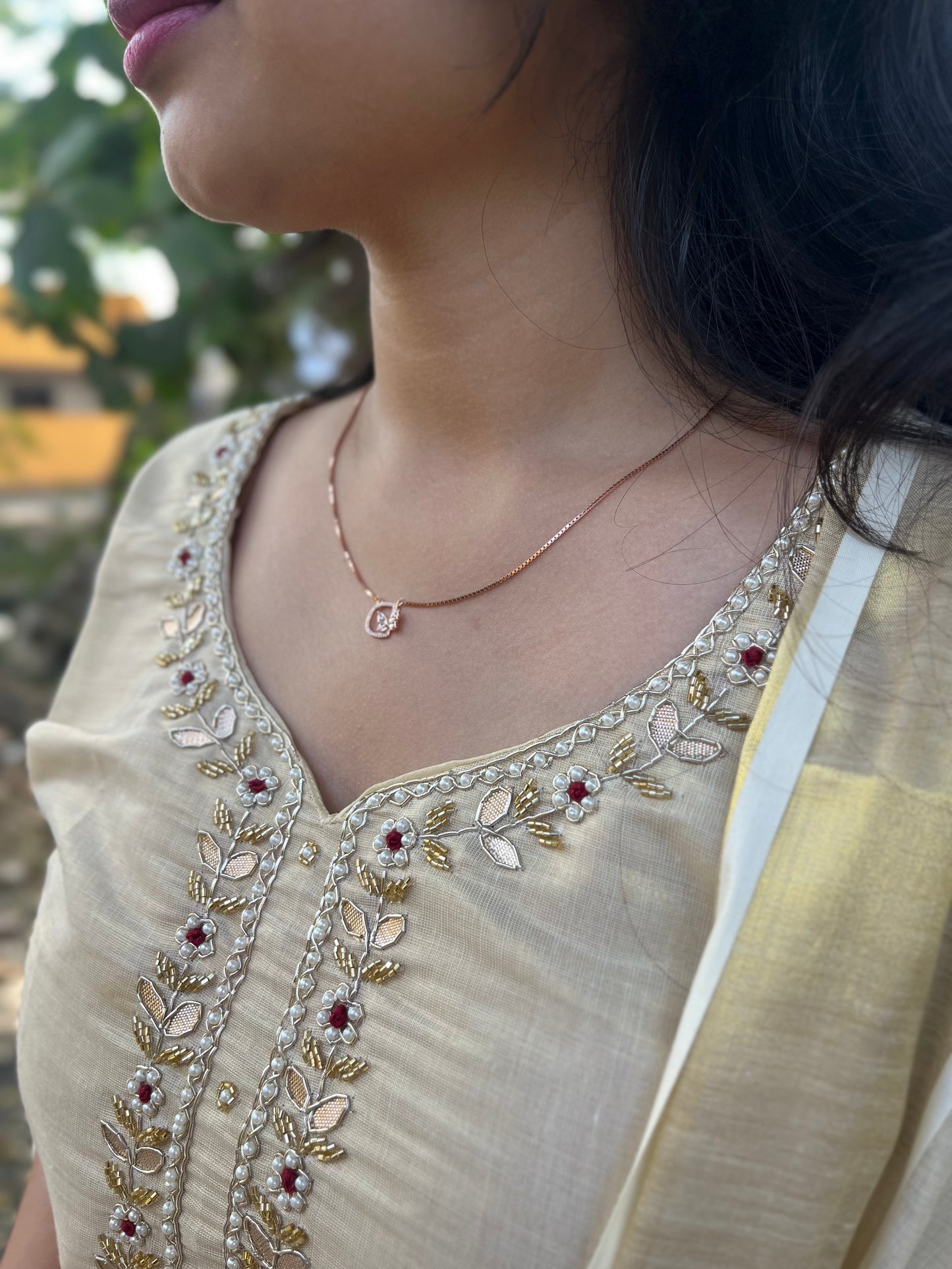 Fashily Tissue Hand Work Kurti Pant and Dupatta Set
