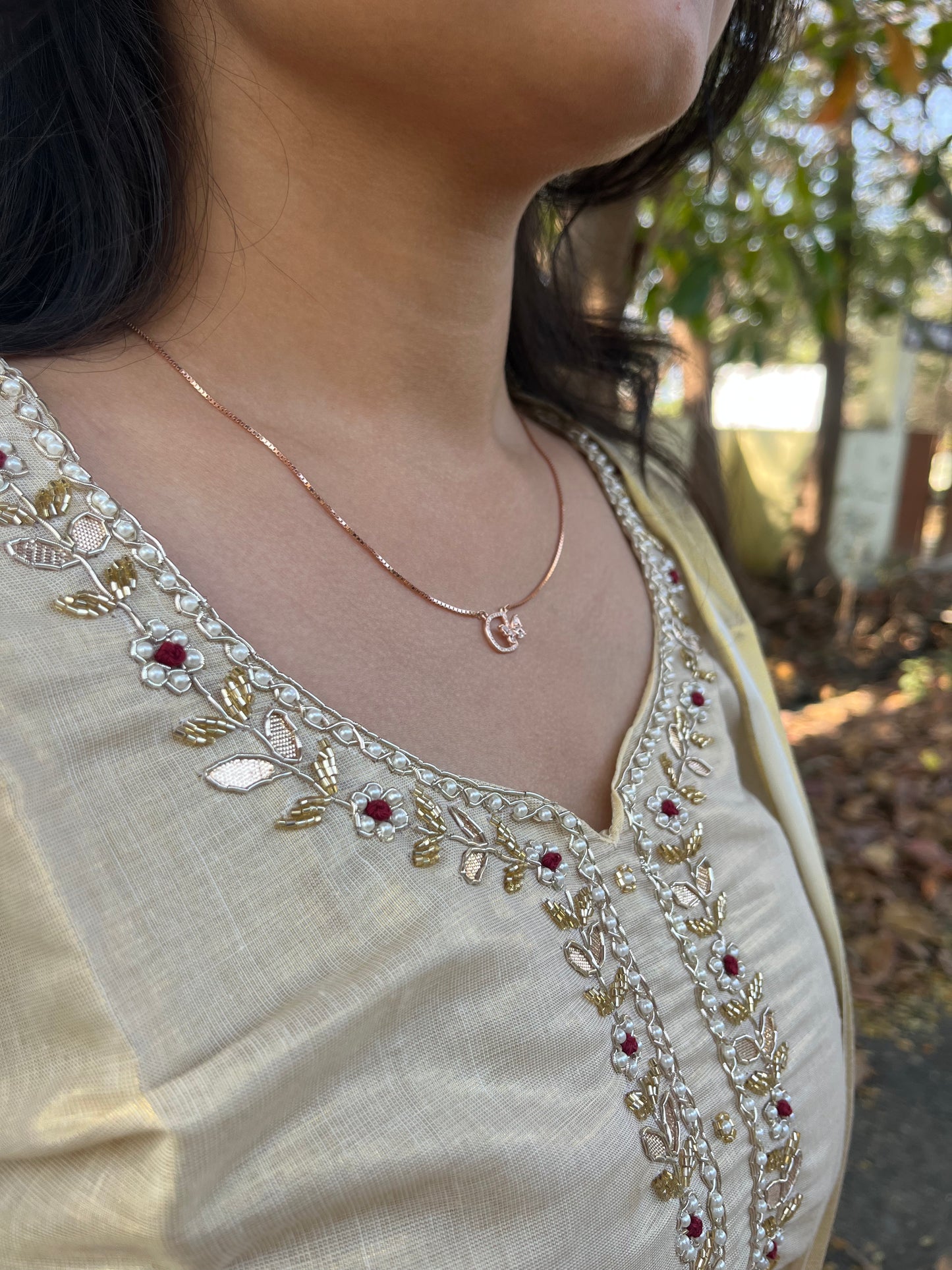Fashily Tissue Hand Work Kurti Pant and Dupatta Set
