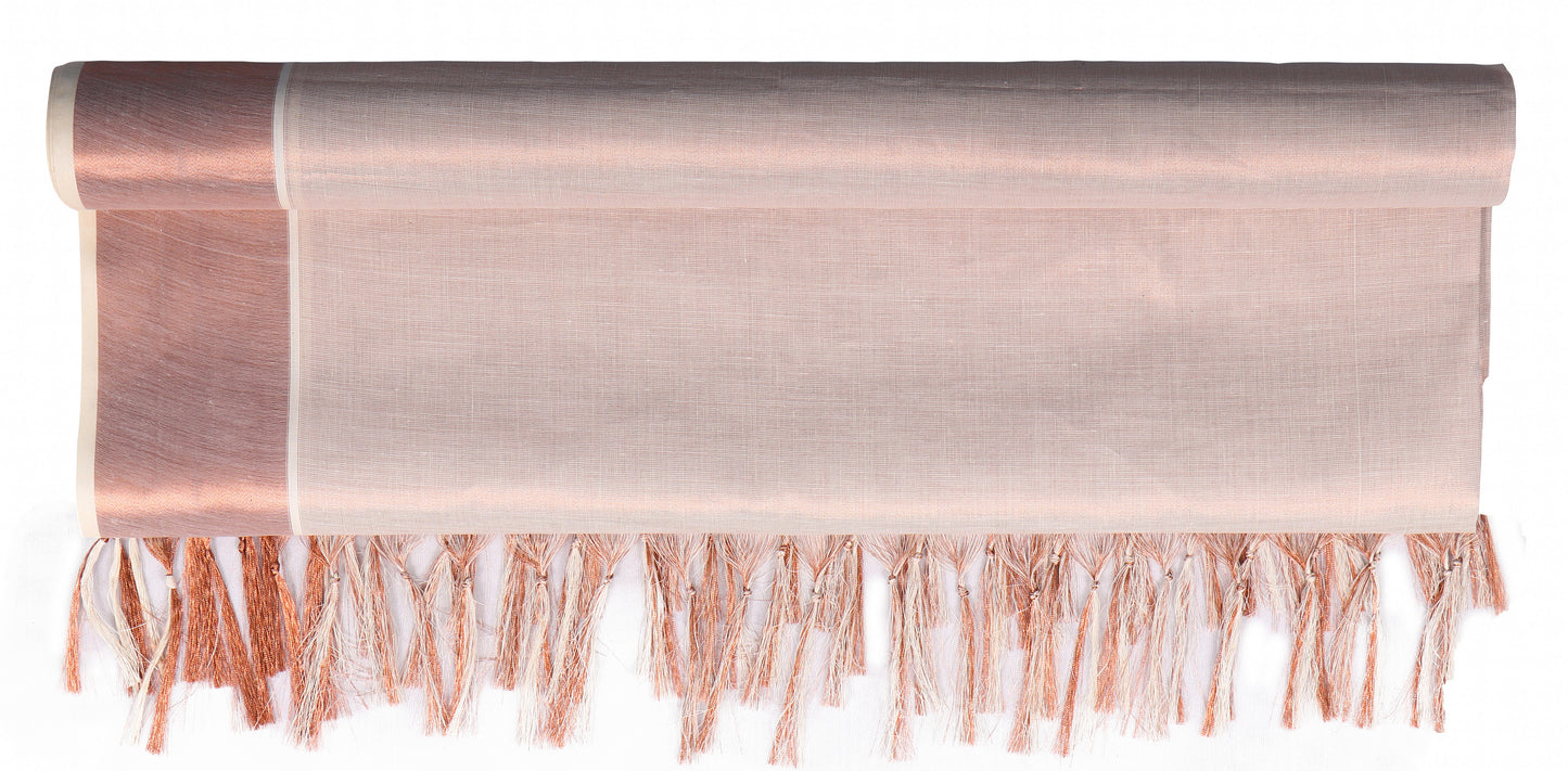 Women's Kerala Kasavu Tissue Dupatta - Copper