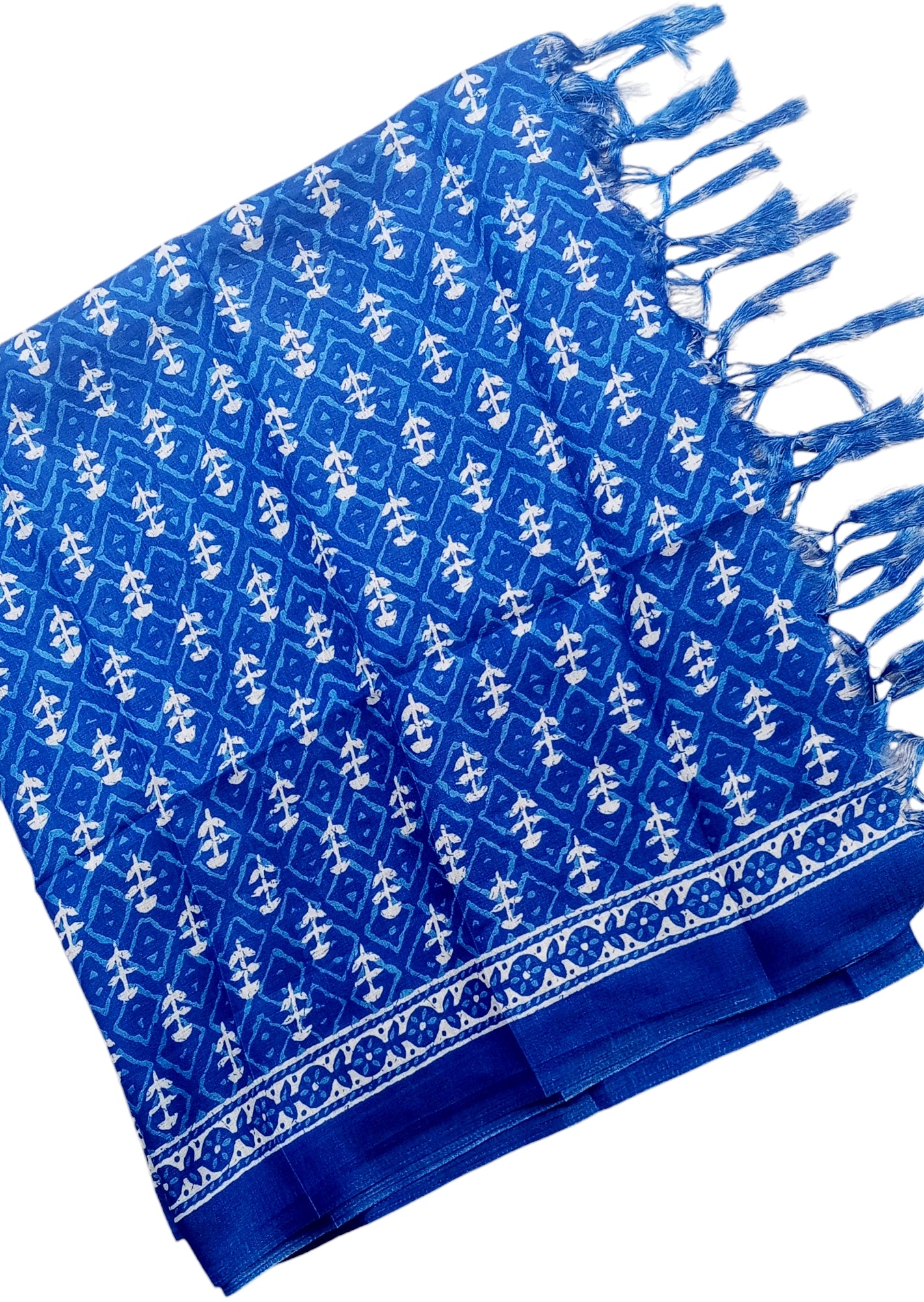 Fashily Indigo Blue Printed Art Silk Dupatta - Pattern 1