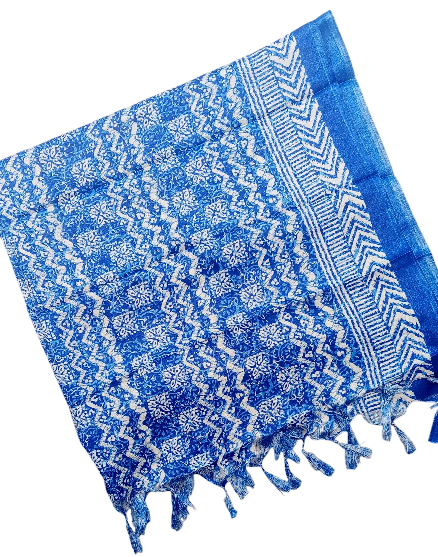 Fashily Indigo Blue Printed Art Silk Dupatta - Pattern 8